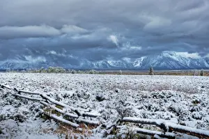 Tetons: Grand Tetons with Autumn (Fall) colour and early snow