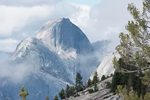 Yosemite: Granite mountain Half Dome, veil of mist, view from