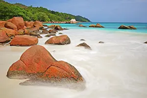 Destinations: Granite rocks and beach of Anse Lazio, Praslin Island