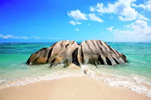 Granite: Granite rocks, Source d'Argent beach, La Digue Island