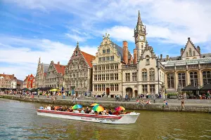 Quay: Graslei quay and the Leie River with medieval buildings