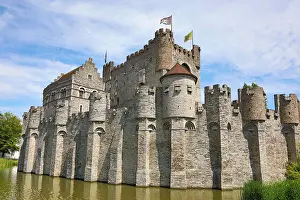 Gent: Gravensteen medieval castle and moat, Ghent, Belgium
