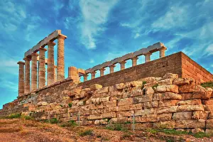Poseidon: Greece Cape Sounio. Ruins of an ancient temple o