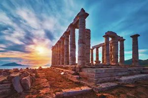 Poseidon: Greece Cape Sounio. Ruins of an ancient temple o