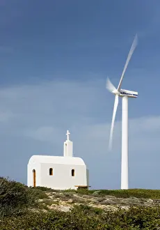 Fashioned: Greece, Crete. Wind turbine of Plastika