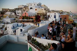 Crowded: Greece and Greek Island of Santorini town