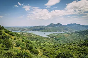 Sierra: Green landscape with reservoir Zahara-El Gastor