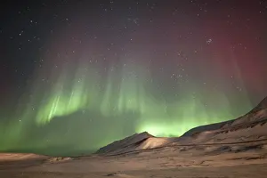 Nights: Green and red polar lights, northern lights, aurora