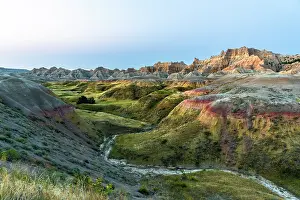 Rolling: The green valley with dry creek is fed by the run