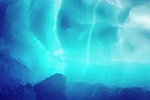Disko: Greenland, Ilulissat, Blue ice of backlit