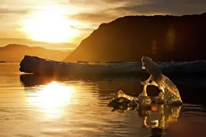 Disko: Greenland, Ilulissat, Setting midnight sun