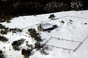 Stirling: GregIs Hut in winter. Mount Stirling, Northeast
