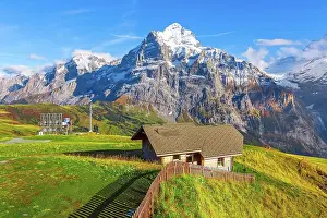 Wooden: Grindelwald First, Switzerland aerial Swiss Alps