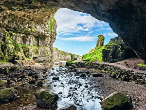 Grotto: Grotto and Waterfall in Smoo Cave, NC500, North Scotland, UK