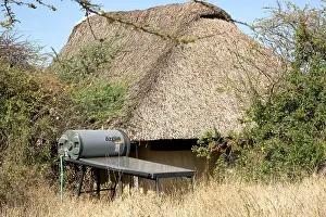 Conservancy: Ground mounted solar hot water collector, outside