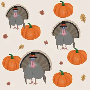 Pumpkins: Group of Turkeys dressed for Thanksgiving Day