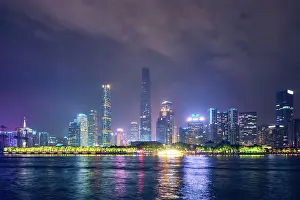 Hour: Guangzhou cityscape skyline over the Pearl River