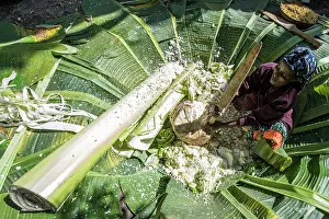Tribal: Gurage Tribe woman preparing traditional bread
