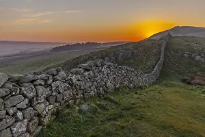 Hadrians: Hadrians Wall - iconic historic stone wall Hadrians