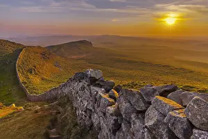 Hadrians: Hadrians Wall - iconic historic stone wall Hadrians