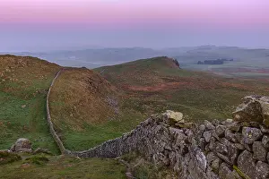 Hadrians: Hadrians Wall - iconic historic stone wall Hadrians