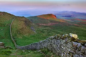 Hadrians: Hadrians Wall - iconic historic stone wall Hadrians