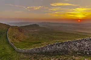 Hadrians: Hadrians Wall - iconic historic stone wall Hadrians