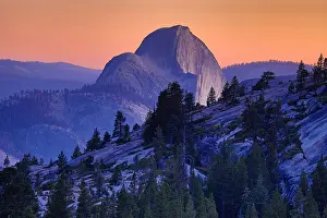 Yosemite: Half Dome mountain at sunset in Yosemite Valley