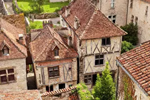 Hilltop: Half-Timbered buildings in medieval Saint-Cirq-Lapopie