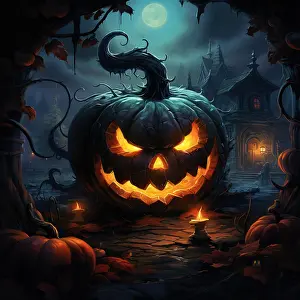 Generated: Halloween concept, Halloween jack-o-lantern with