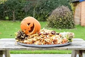 Recycling: Halloween pumpkin decoration for composting