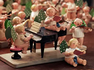 Instruments: Handmade wooden angels playing musical instruments