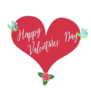 Text: Happy valentines day, heart with flowers