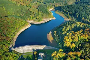Artificial: Hasper Talsperre, Hasper dam at low tide, Ruhr