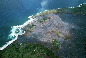 Destroyed: Hawaii - Kalapana gardens destroyed by lava from volcano