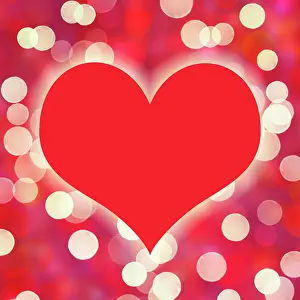 Glitter: Heart on glowing light background, bokeh