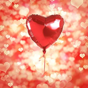 Glittering: Heart Shaped Hellium Balloon, Heart bokeh background