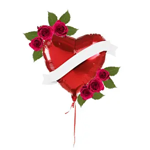 Banner: Heart Shaped Hellium Balloon with rosses leaves
