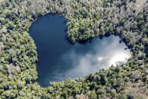 Romantic: Heart-shaped lake Laguna Corazon, near Liquine