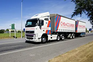 Lorry: Heavy truck with trailer carrying chemicals near
