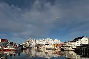 Henningsvaer: Henningsvaer in reflection, Norway, Henningsvaer