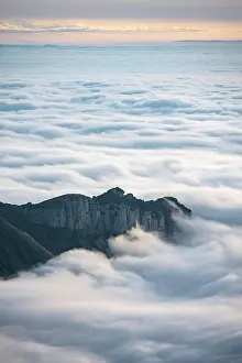 Appenzell: High fog in the valley, view from Scntis, Appenzell