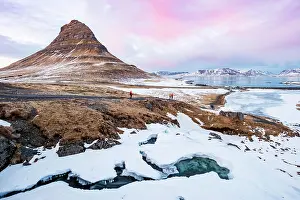 Incidental: Hikers, Kirkjufell mountain, Kirkjufellfoss waterfall