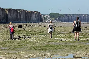 Windcharger: Hikers at low tide on the beach of Sotteville-sur-Mer