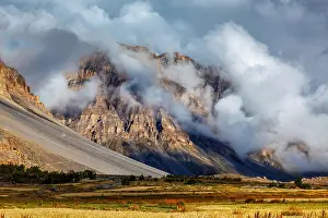 Pradesh: Himalayas mountains in clouds in Spiti Valley, Himachal