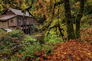 Danita Delimont: Historic grist mill over Cedar Creek in Woodland, Washington