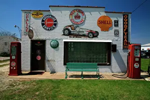 Signs: Historic signs at a car garage next to route 66