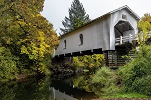 Bridge: Hoffman Covered Bridge spans Crabtree Creek in Linn