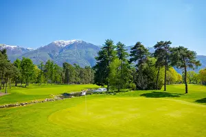Golf: Hole 8 in Golf Club Ascona with Trees and Mountain