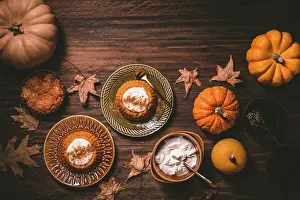 Sweet: Homemade small pumpkin pies with icing for Thanksgiving